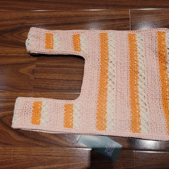 Wild Fable Nwt Striped Pink / Orange /Cream Crochet Purse Bag - Picture 4 of 4